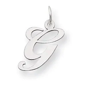 Medium Fancy Script Initial G Charm Pendant 14k white Gold YC653G