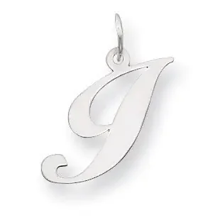 Medium Fancy Script Initial I Charm Pendant 14k white Gold YC653I