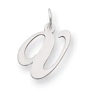 Medium Fancy Script Initial V Charm Pendant 14k white Gold YC653V