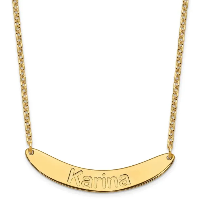 Medium Polished Curved Arial Rounded Bar Necklace Gold-plated Sterling Silver XNA1240GP