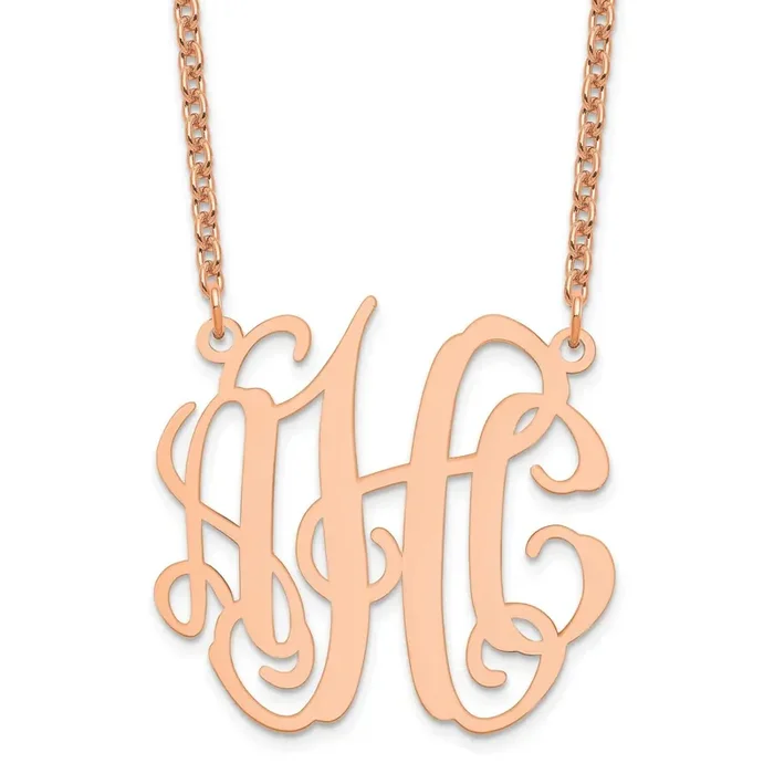 Medium Polished Monogram Necklace Sterling Silver Rose-plated XNA548RP
