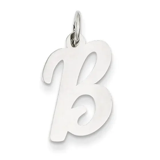 Medium Script Initial B Charm 14k White Gold YC661B