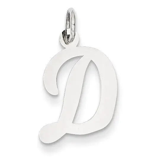 Medium Script Initial D Charm 14k White Gold YC661D