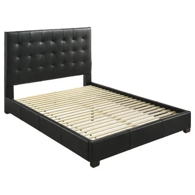 Medley Genuine Leather Queen Panel Platform Bed Black / CS-315911BLKQ