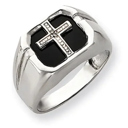Mens Cross Ring Mounting 14k White Gold Y4026