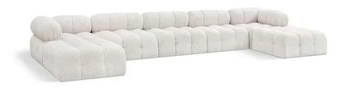 Meridian Furniture – Ames Cream Boucle Fabric Modular Sectional – 7Pc – 611Cream-Sec7B