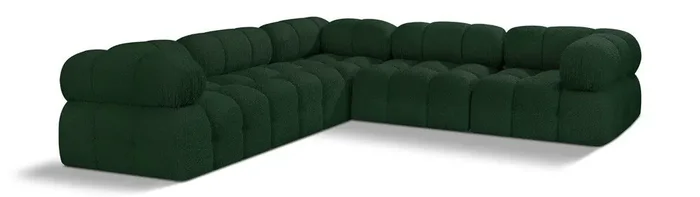 Meridian Furniture – Ames Green Boucle Fabric Modular Sectional – 5Pc – 611Green-Sec5D