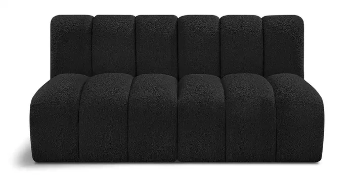Meridian Furniture – Arc Black Boucle Fabric Modular Sofa – 2Pc – 102Black-S2A