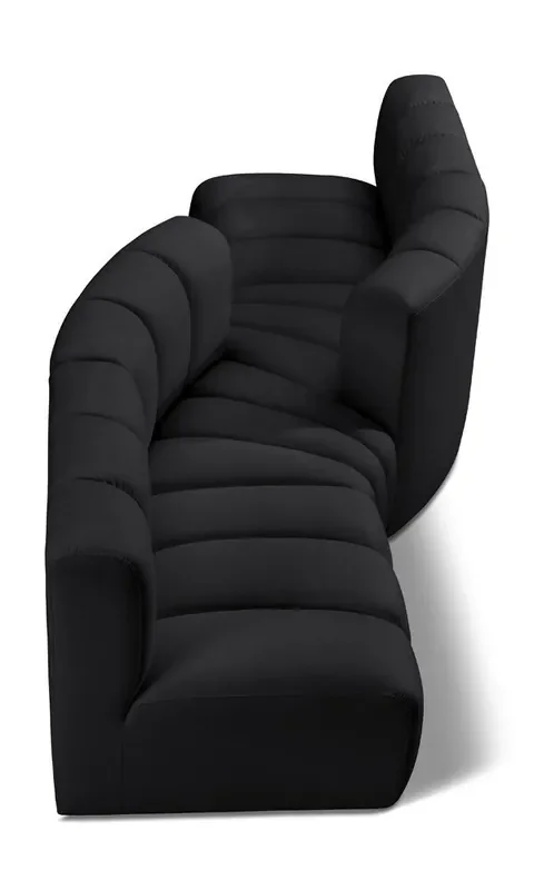 Meridian Furniture – Arc Black Vegan Leather Modular Sofa – 4Pc – 101Black-S4A