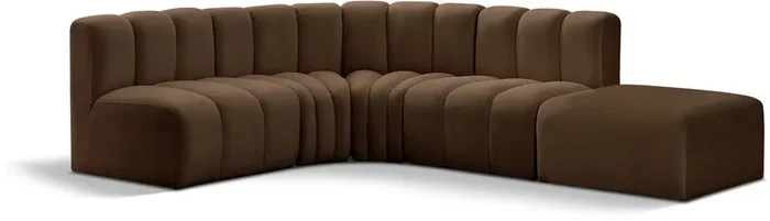 Meridian Furniture – Arc Brown Velvet Modular Sofa – 5Pc – 103Brown-S5C