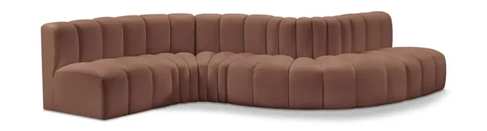 Meridian Furniture – Arc Cognac Vegan Leather Modular Sofa – 6Pc – 101Cognac-S6A