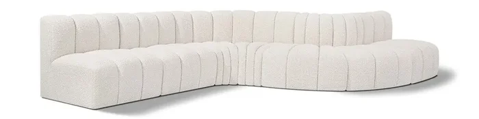 Meridian Furniture – Arc Cream Boucle Fabric Modular Sofa – 7Pc – 102Cream-S7C