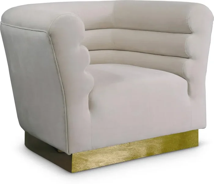 Meridian Furniture – Bellini Cream Velvet Chair – 669Cream-C