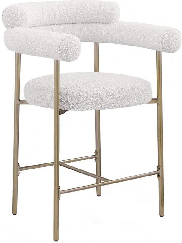 Meridian Furniture – Blake Cream Boucle Fabric Counter Stool (Set of 2) – 993Cream-C