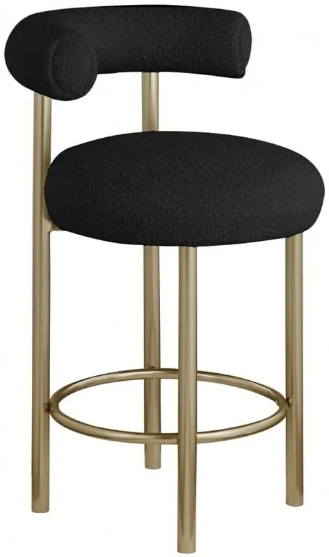 Meridian Furniture – Bordeaux Black Boucle Fabric Stool (Set of 2) – 547Black-C