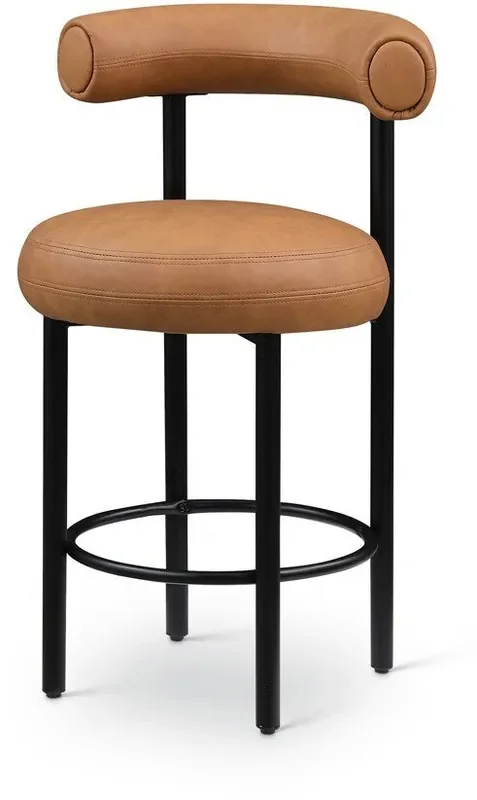 Meridian Furniture – Bordeaux Cognac Vegan Leather Counter Stool (Set of 2) – 898Cognac-C