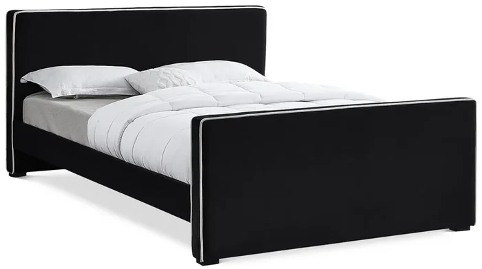 Meridian Furniture – Dillard Black Velvet Queen Bed – DillardBlack-Q