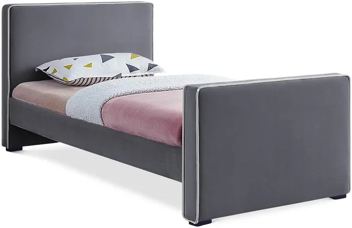 Meridian Furniture – Dillard Grey Velvet Twin Bed – DillardGrey-T