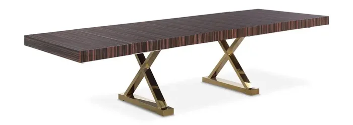 Meridian Furniture – Excel Brown Zebra Wood Veneer Lacquer Extendable Dining Table – 996-T
