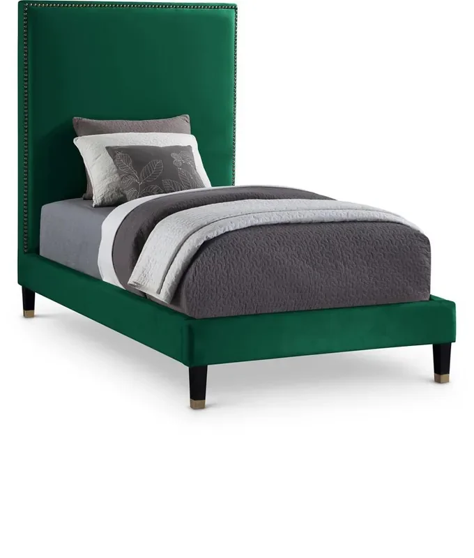 Meridian Furniture – Harlie Green Velvet Twin Bed – HarlieGreen-T