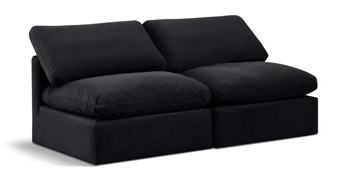 Meridian Furniture – Indulge Black Velvet Modular Sofa – 2Pc – 147Black-S2