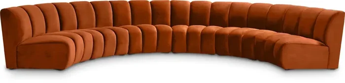 Meridian Furniture – Infinity Cognac Velvet 6pc. Modular Sectional – 638Cognac-6PC