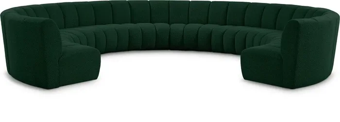Meridian Furniture – Infinity Green Boucle Fabric 10pc. Modular Sectional – 643Green-10PC