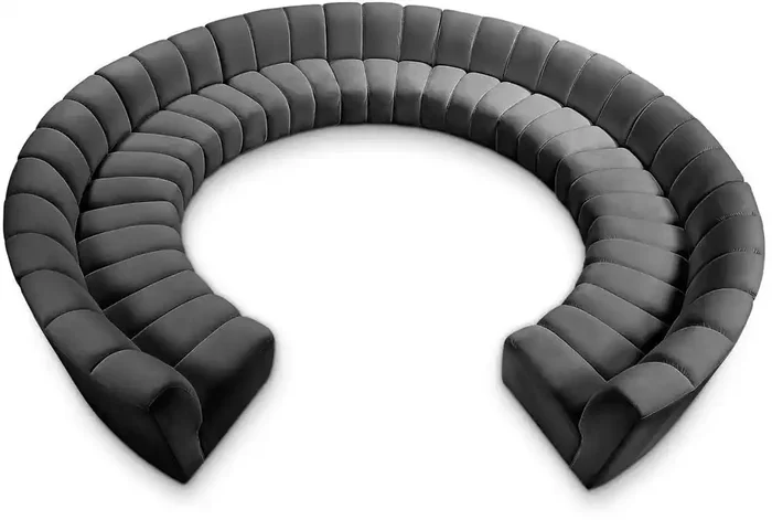 Meridian Furniture – Infinity Grey Velvet 11pc. Modular Sectional – 638Grey-11PC