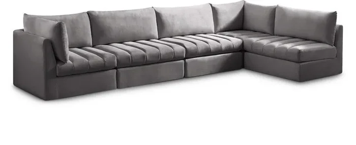 Meridian Furniture – Jacob Grey Velvet Modular Sectional – 5Pc – 649Grey-Sec5A