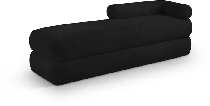 Meridian Furniture – Kennedy Black Faux Shearling Teddy Fabric Bench – 190Black