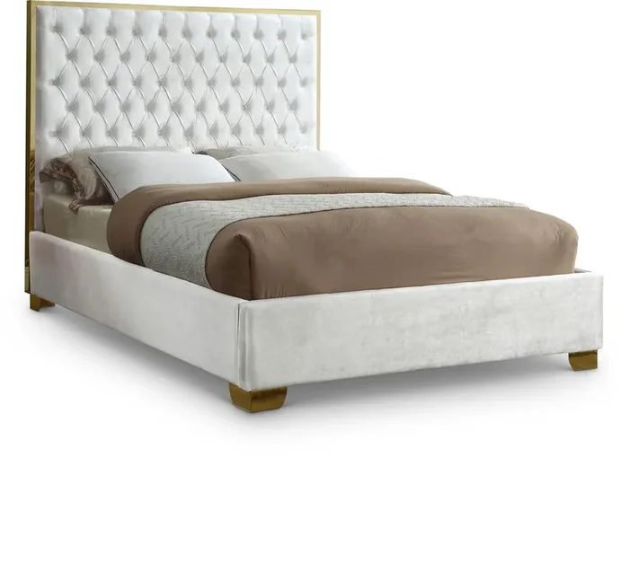 Meridian Furniture – Lana White Velvet Queen Bed – LanaWhite-Q