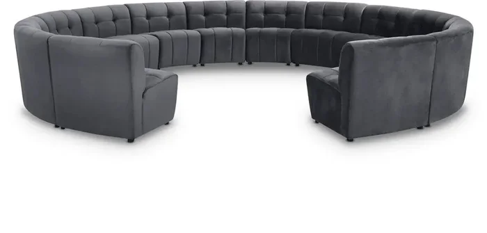 Meridian Furniture – Limitless Grey Velvet 14pc. Modular Sectional – 645Grey-14PC