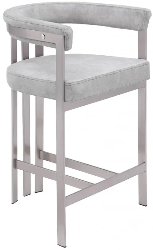 Meridian Furniture – Marcello Grey Velvet Counter Stool (Set of 2) – 939Grey-C