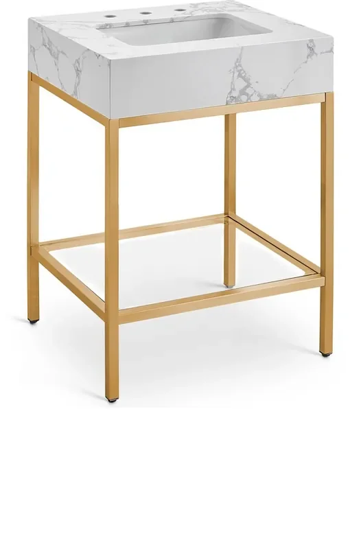 Meridian Furniture – Marmo White Engineered Marble Bathroom Vanity – 406White-24