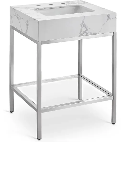 Meridian Furniture – Marmo White Engineered Marble Bathroom Vanity – 408White-24