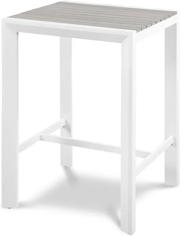 Meridian Furniture – Nizuc Grey Wood Look Accent Paneling Outdoor Patio Aluminum Square Bar Table – 379-T