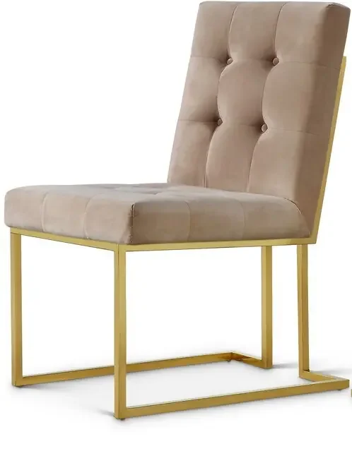 Meridian Furniture – Pierre Beige Velvet Dining Chair (Set of 2) – 714BE-C