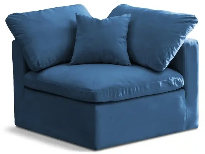 Meridian Furniture – Plush Navy Velvet Standard Comfort Modular Corner Chair – 602Navy-Corner