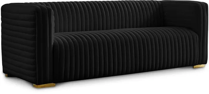 Meridian Furniture – Ravish Black Velvet Sofa – 640Black-S