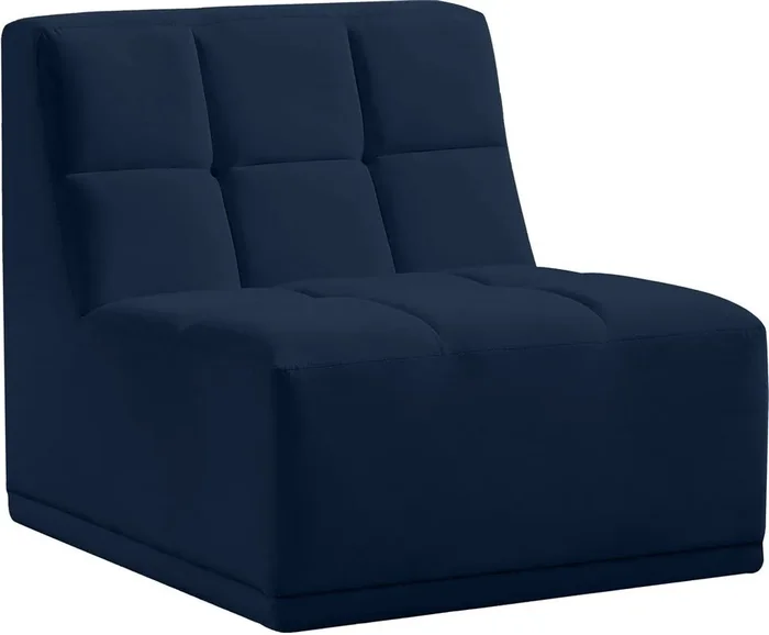 Meridian Furniture – Relax Navy Velvet Armless Chair – 650Navy-Armless