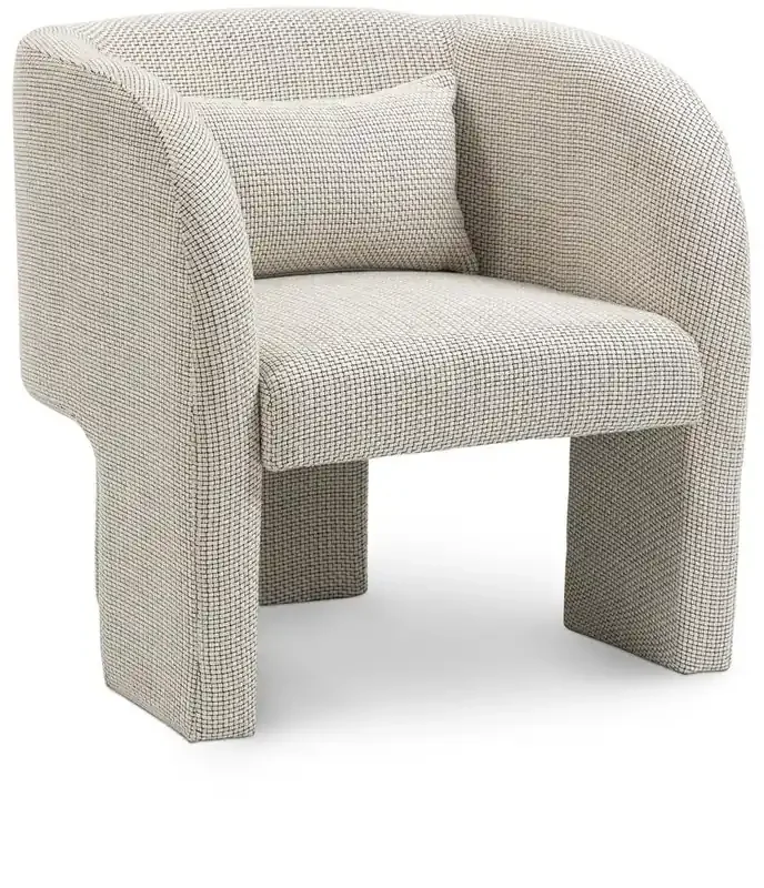 Meridian Furniture – Sawyer Cream Weaved Polyester Fabric Accent Chair – 491Cream