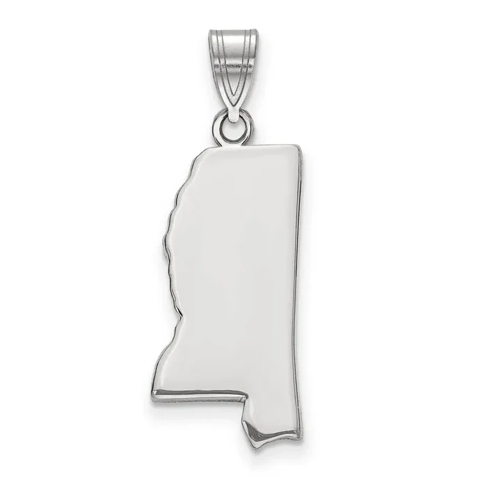 Mississippi State Pendant Charm Sterling Silver Engravable XNA707SS-MS