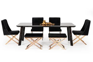 Modrest Chadwick Modern Ebony & Rosegold Dining Table / VGHB297T3-EBN