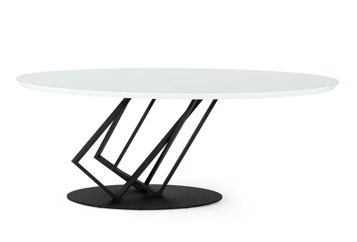 Modrest Corbett Modern High Gloss White with Frosted Glass Dining Table