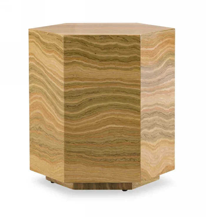 Modrest Lacuna Glam Amber and Gold Marble End Table