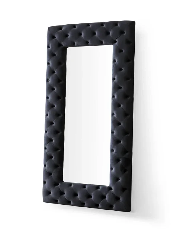 Modrest Legend Transitional Black Velvet Floor Mirror