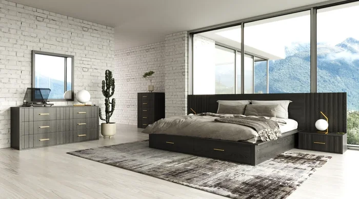 Modrest Manchester Contemporary Dark Grey Q Bedroom Set