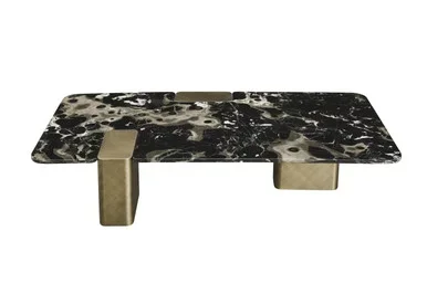 Modrest Quest – Modern Black Rose Marble + Antique Brass Coffee Table / VGFA-CT2018