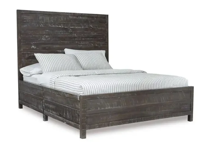 Modus Furniture – Townsend King-Size Solid Wood Low-Profile Bed in Gunmetal – 8TR9B7