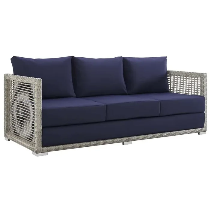 Modway – Aura Outdoor Patio Wicker Rattan Sofa – EEI-2923-GRY-NAV